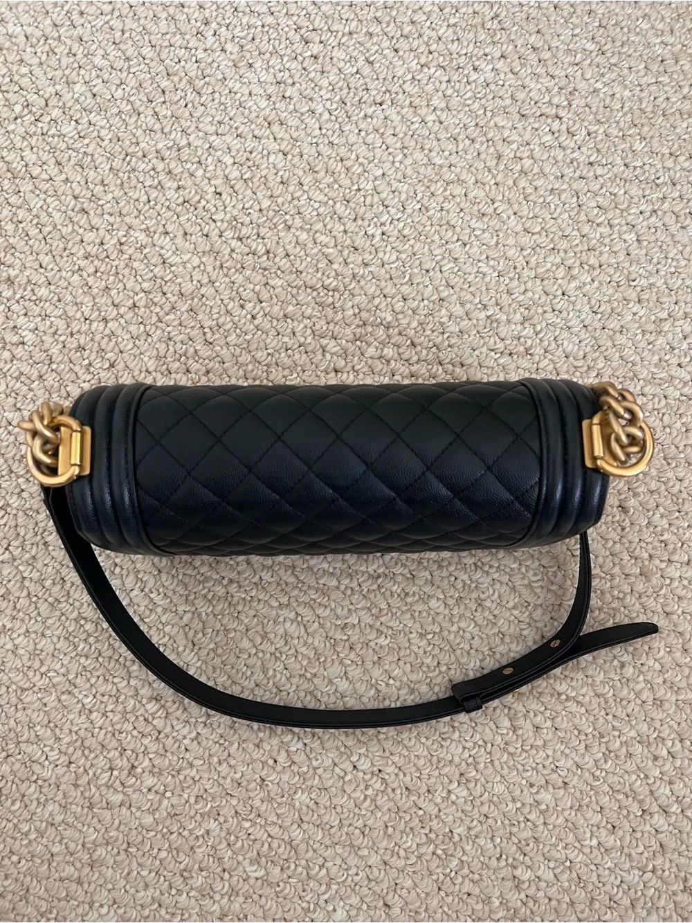 Chanel Caviar Black Medium Boy Bag with Antique Gold Hardware